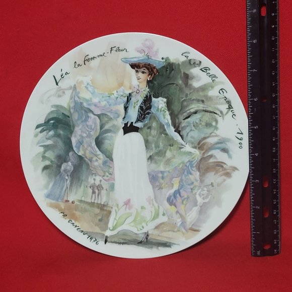 VTG 1976 D’Arceau Limoges Collectors Plate Léa la Femme Fleur la Belle Epoque 19 - Picture 9 of 10
